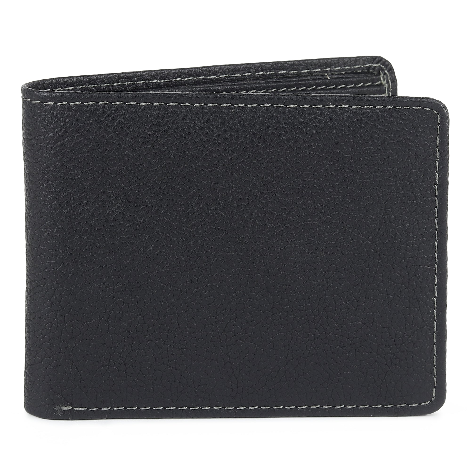 Black Textured Leather Mens Wallet